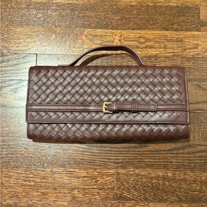 Elegant burgundy  Woven Leather Men's Bag